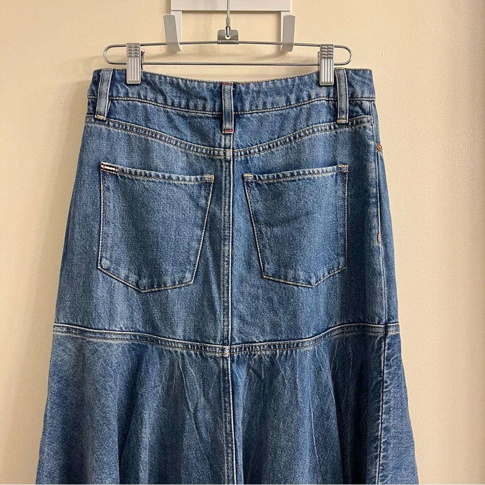 Alice + Olivia Jeans Donella High Low Denim Skirt Brooklyn Blue Size 25 - Picture 8 of 14